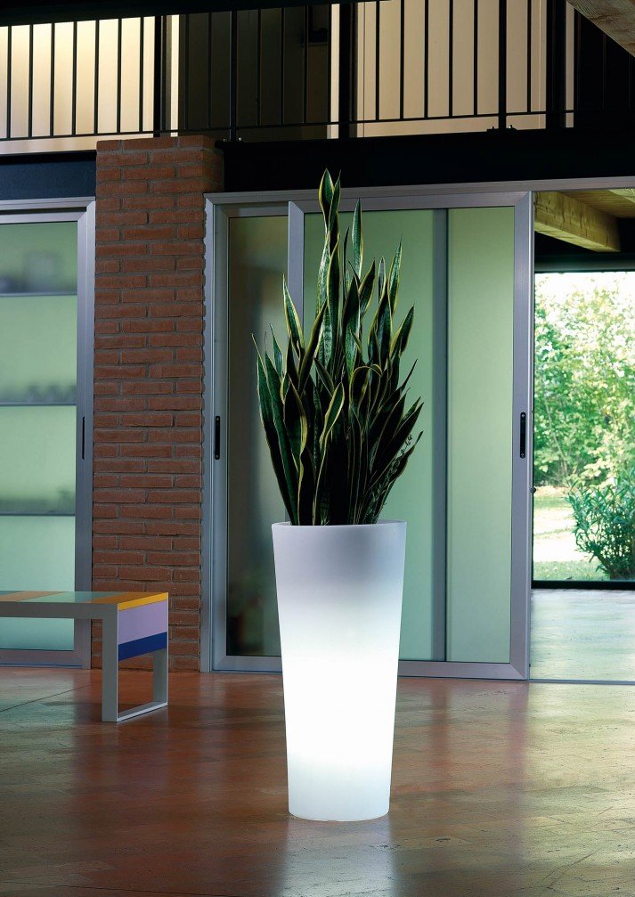 VE.CA-ITALY VECA GARDEN - VASO LUMINOSO CACHE-POT GENESIS ROTONDO ALTO ARREDO GIARDINO, ALTEZZA 85 O 100 CM, IN 4 COLORAZIONI (85 cm)
