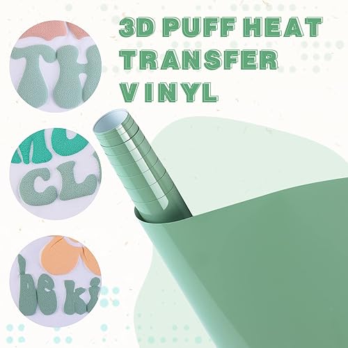 Miniatura 3 de Tintnut Vinilo de Transferencia de Calor Inflado - Rollo de Vinilo de Transferencia de Calor (HTV) Inflado 3D Verde Verano de 10 pulgadas x 6 pies,