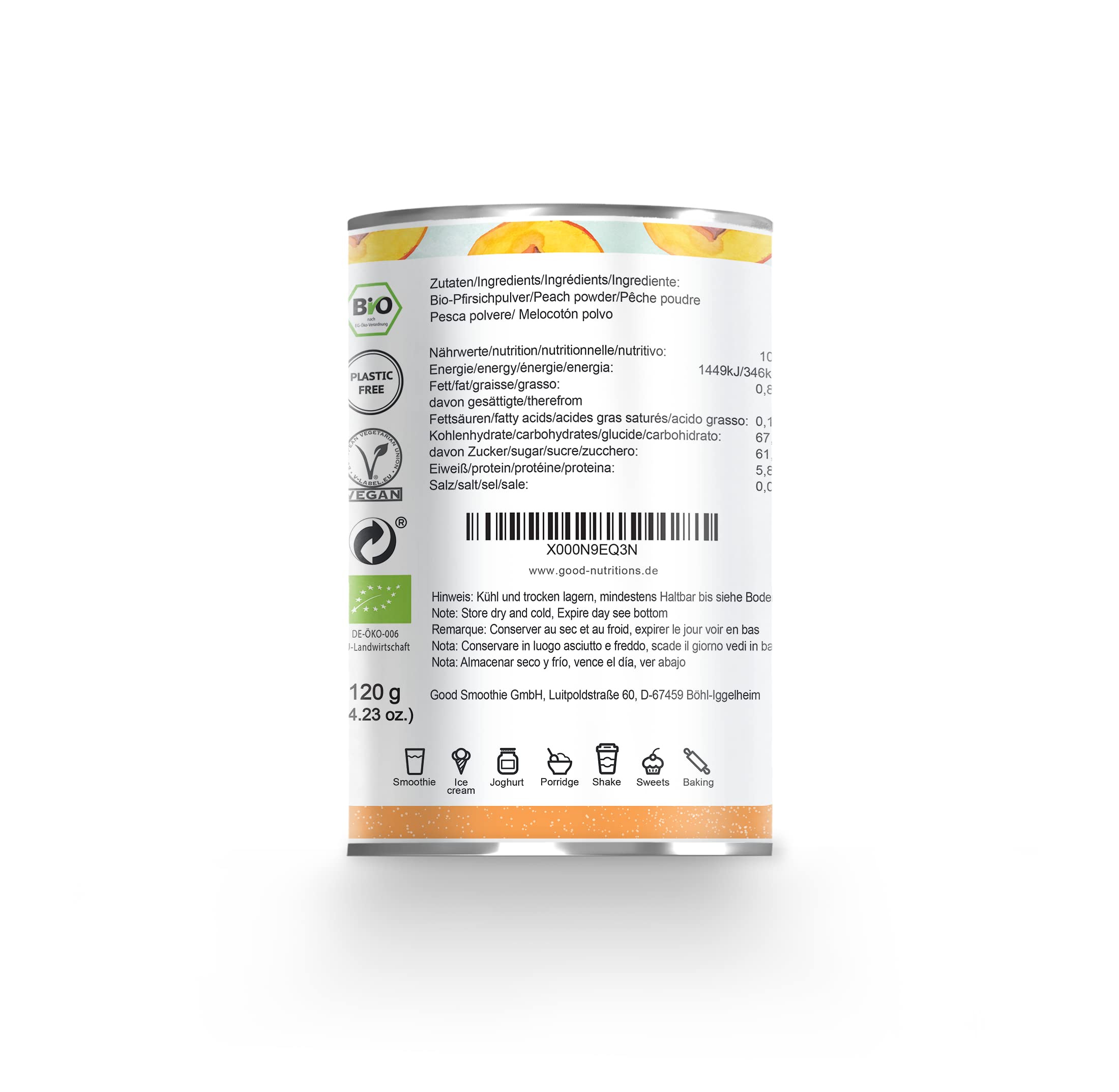 Poudre de pêche – pêche lyophilisée bio |bio bio| pêche lyophilisée | 100% fruits |sans additifs + nombreux ingrédients| 120g