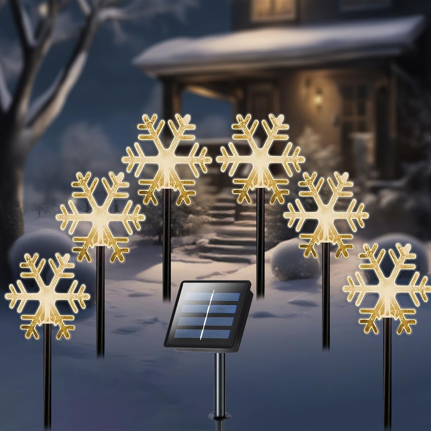 Christmas Snowflake Pathway Lights, 6 Pack Outside Walkway Markers Lights 7.5 Feet