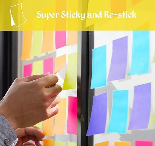 Miniatura 5 de 600 notas adhesivas, notas autoadhesivas de 3 x 3 pulgadas, 600 hojas, notas súper adhesivas, coloridos bloc de notas adhesivas para oficina, hogar,