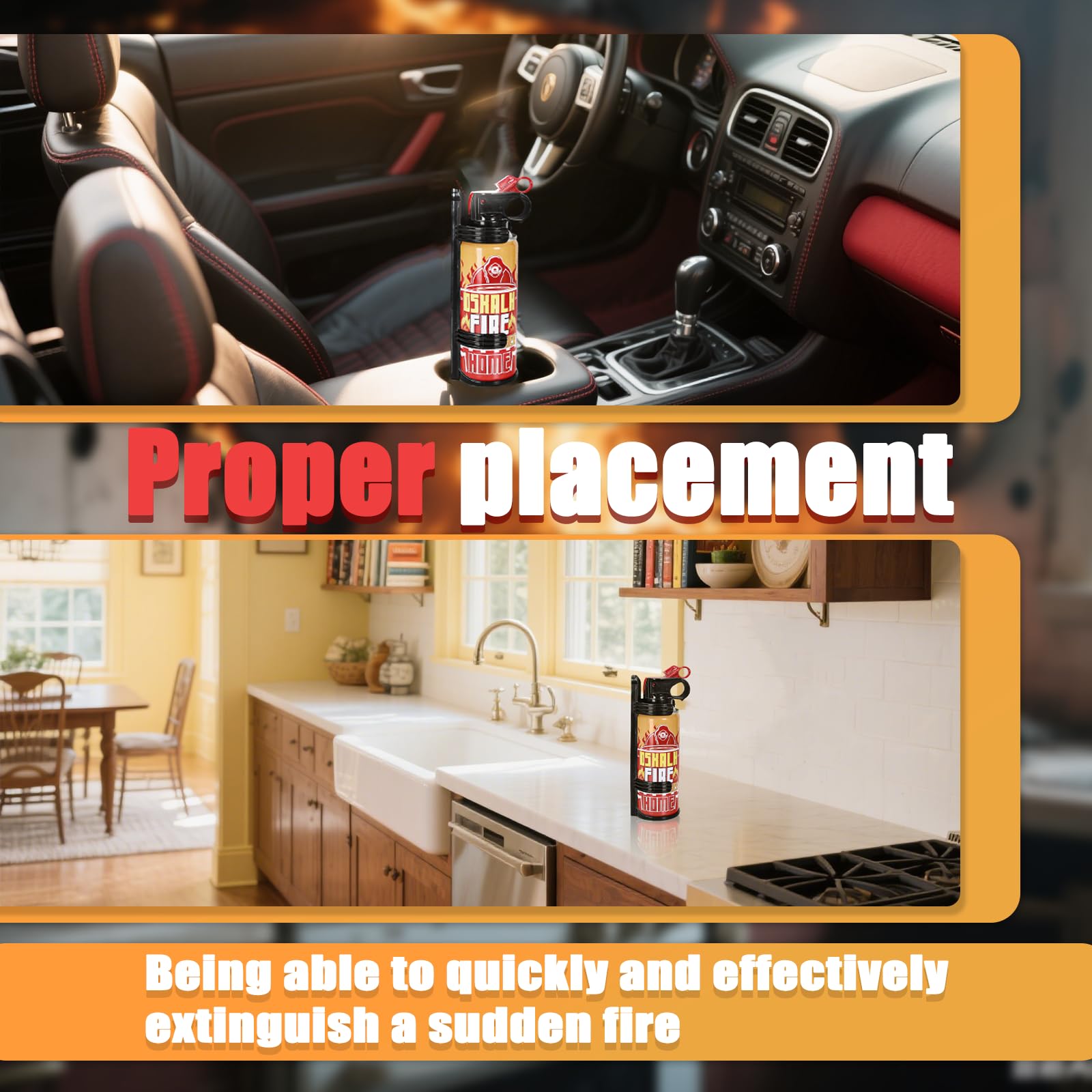 2PCS Mini Fire Extinguishers for Vehicle & Home & Kitchen- Small Portable Car Fire Extinguisher Kit with Brackets - Stay Safe Emergency Suppression for Motorcycle & RV & Kitchen