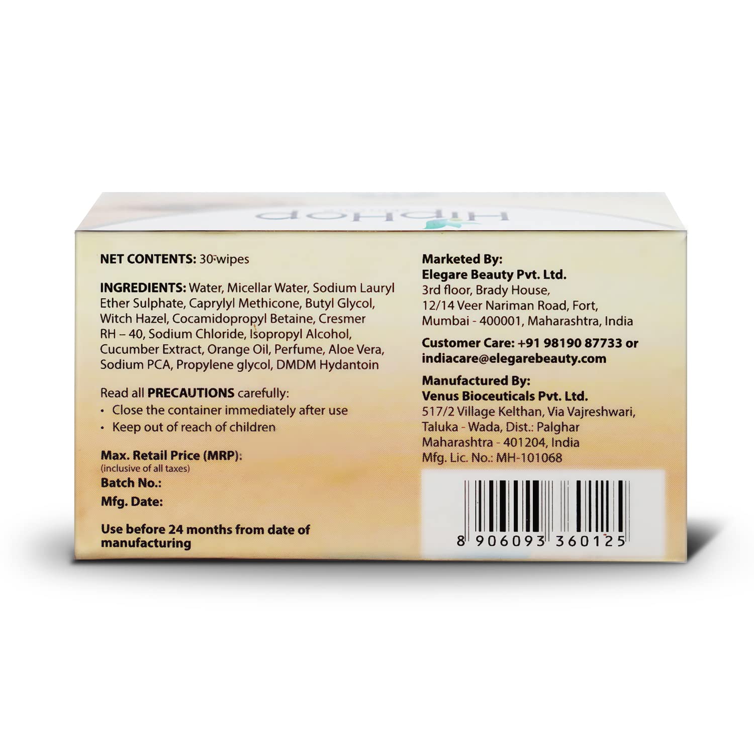 HipHop Instant MakeUp Remover Wipes (Pack of 2), Micellar Water with Witch Hazel & Aloe Vera Extracts for Cleansing & Moisturising Skin, 30 Wipes Each - Image 6 thumbnail