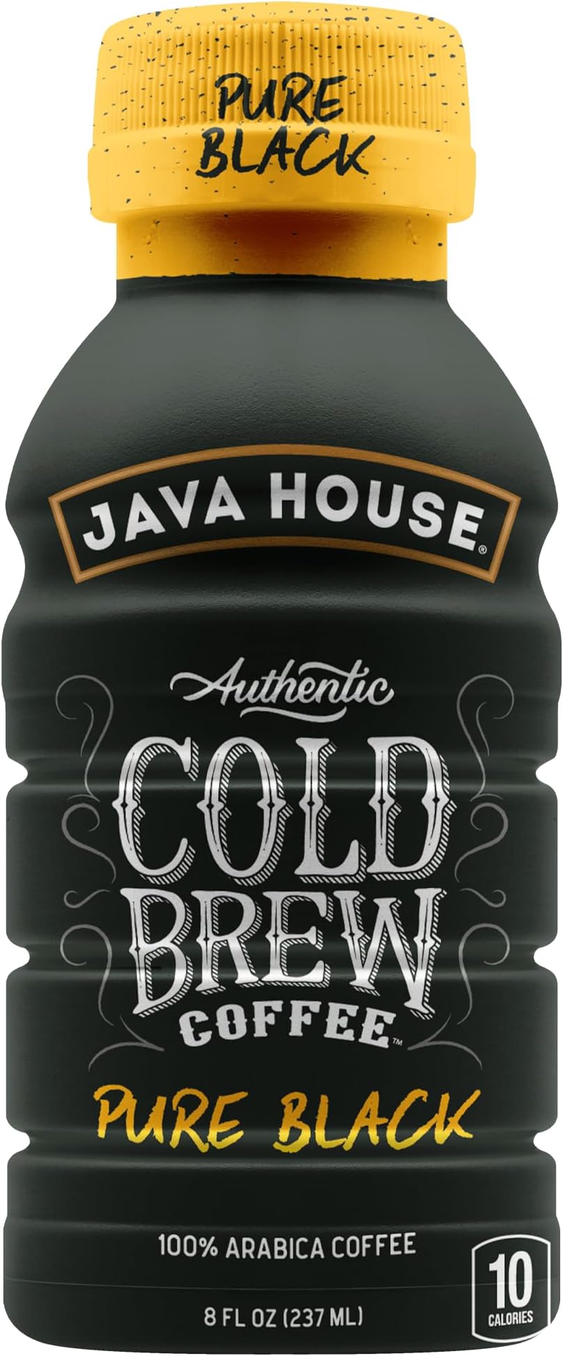 Cold Brew Coffee Ready to Drink Bottles - Pure Black - 6 Pack of 8oz Bottles - 100% Arabica Coffee
