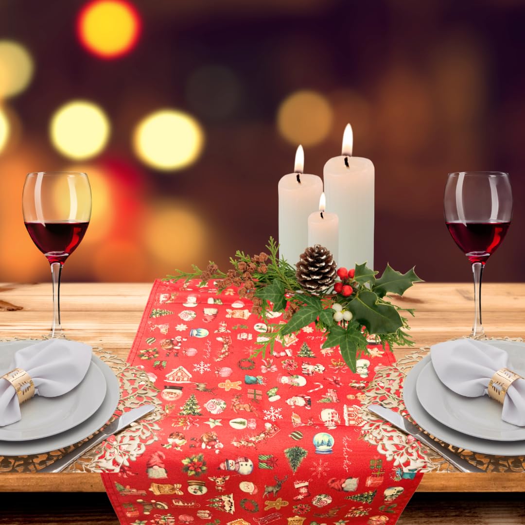 Second Ave Gift Company Red Second Ave Christmas Table Runner Dining Table Kitchen 180Cm X 32Cm Decoration Merry Xmas Festive Decoration
