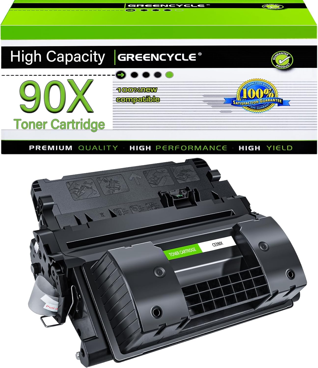 greencycle 90X CE390X [Upgraded 90A CE390A] High Yield Compatible Black Toner Cartridge Replacement for HP CE390X Work for LaserJet Enterprise 600 M602,M603;M4555,M4555f MFP Printers (1-Pack)