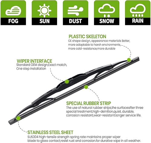 Miniatura 3 de PARRATI Limpiaparabrisas trasero prémium de 11 pulgadas, repuesto para todas las estaciones para Hummer H1 2002-2006 Jeep Liberty Saturn Vue Mazda