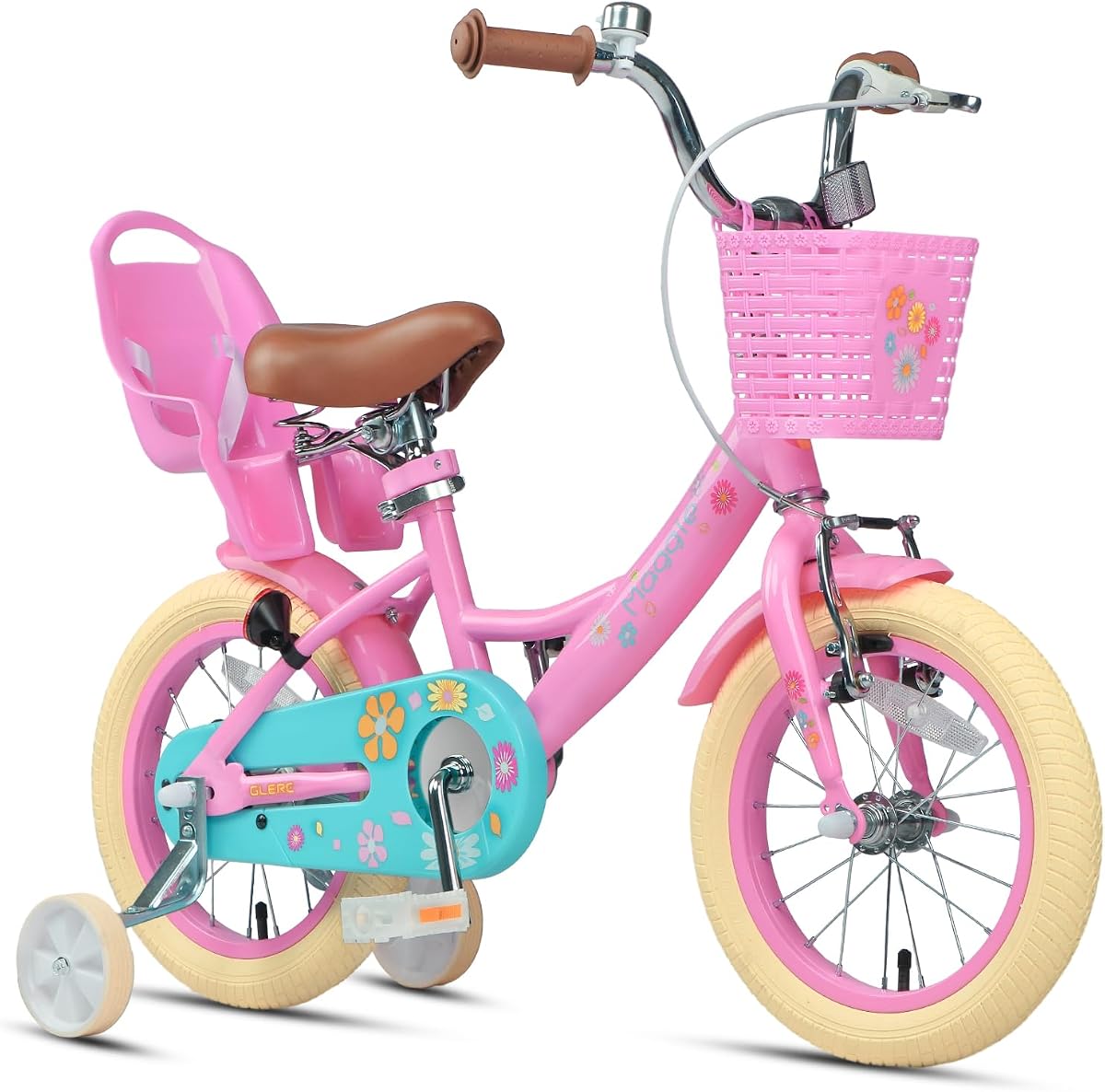 Glerc Bicicleta para niñas Maggie, bicicleta para niños de 12 a 20 pulgadas para niños de 2 a 13 años, bicicleta para niños estilo princesa con asiento para muñeca, canasta y ruedas de entrenamiento, varios colores
