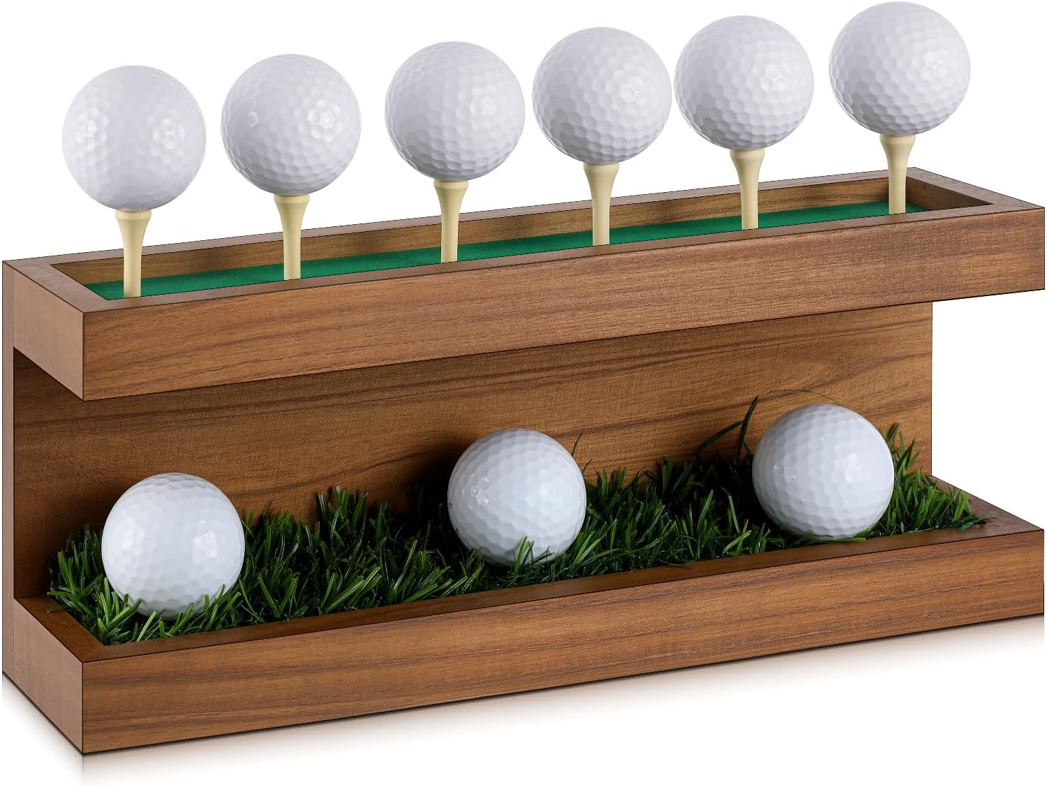 Menkxi Rustic Wood Golf Ball Holder 12.5 x 3 Inch Wall Mounted Vintage Display Stand Floating Shelf with Golf Tees for Christmas Storage Party Decor Supplies