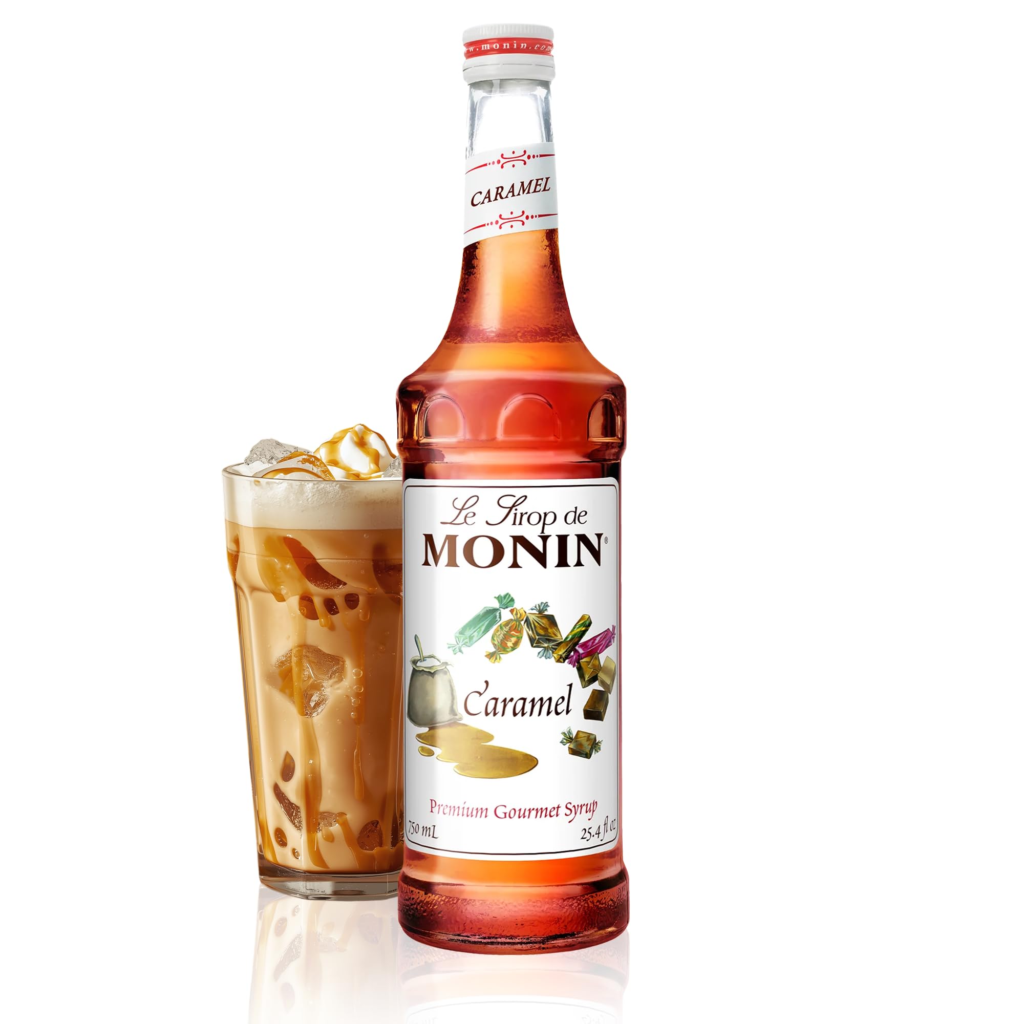 Monin - Caramel Syrup, Rich and Buttery, Great for Desserts, Coffee, and Cocktails, Gluten-Free, Non-GMO (750 ml)