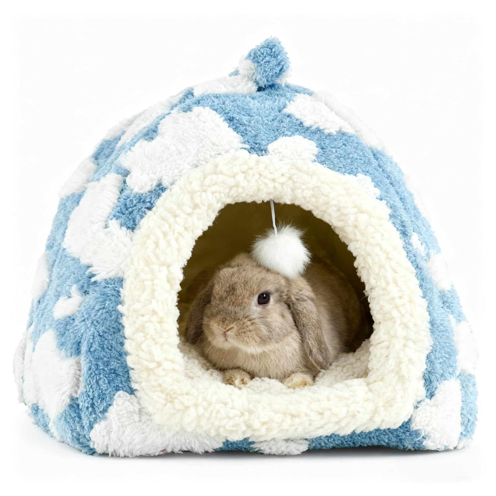 Vehomy Small Animal Hideout with Removable Pad Guinea Pig Bed Soft Rabbit Bunny Bed Small Pet House Cave for Ferret Bunny Chinchilla Hedgehog