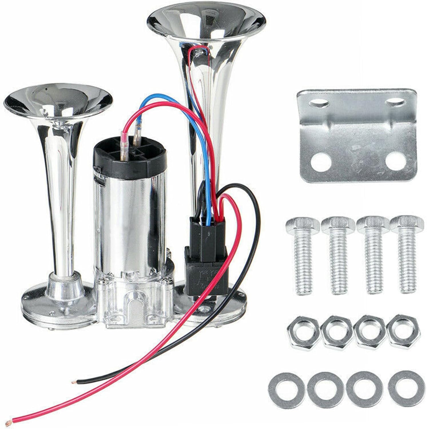 Air Horn for Truck, 12V 600DB Super Loud Dual Truck Horn, Waterproof Train Kit with Air Compressor, Easy to Install Train for Pickup Trucks Cars Boats