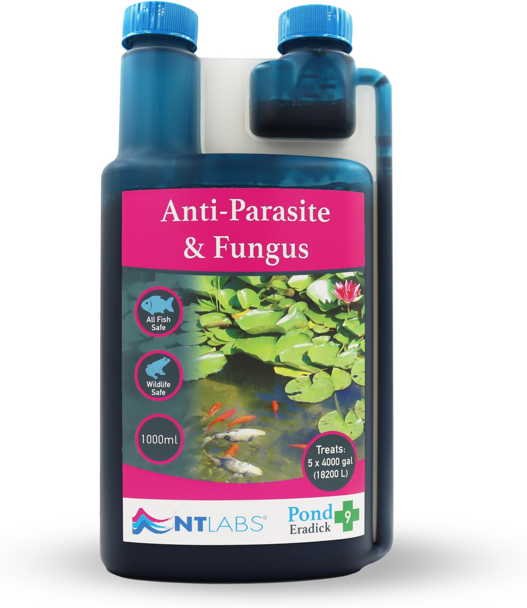 NT Labs Pond Eradick, Pond Fish Medicine, Anti-Parasite & Fungus, Parasite Treatment for Pond Fish, Treatment for Fungal Infections (1 Litre)