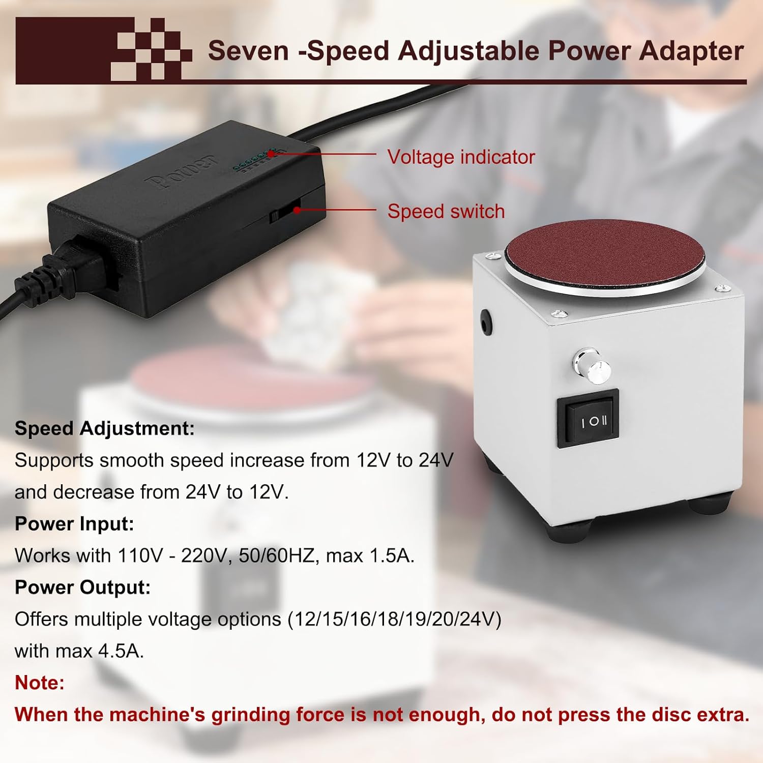 4"/6" Mini Disc Sander & Bench Grinder, Forward/Reverse&Stepless Speed Control for Wood, Metal, Stone, Scissors Sanding (6 Inch)