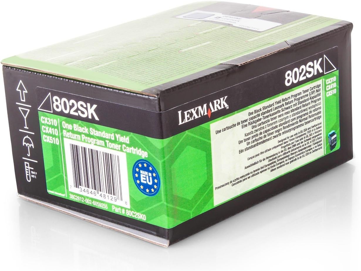 Original Toner for Lexmark CX 310 dn Lexmark 802S, 802SK, NO802SK 0080 °C2SK0, 080 °C2SK0, 80 °C2SK0 – Premium Ink cartridge Black – 2.500 Pages