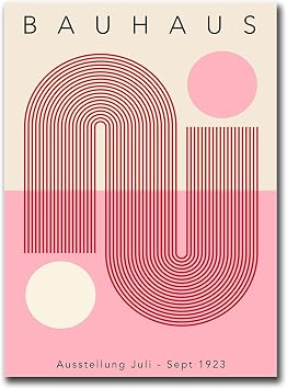 HSHYXARTYX Canvas Painting Poster and Print Pastel Pink And Cream Bauhaus Poster Living Room and Bedroom Home Decoration 8X12inch