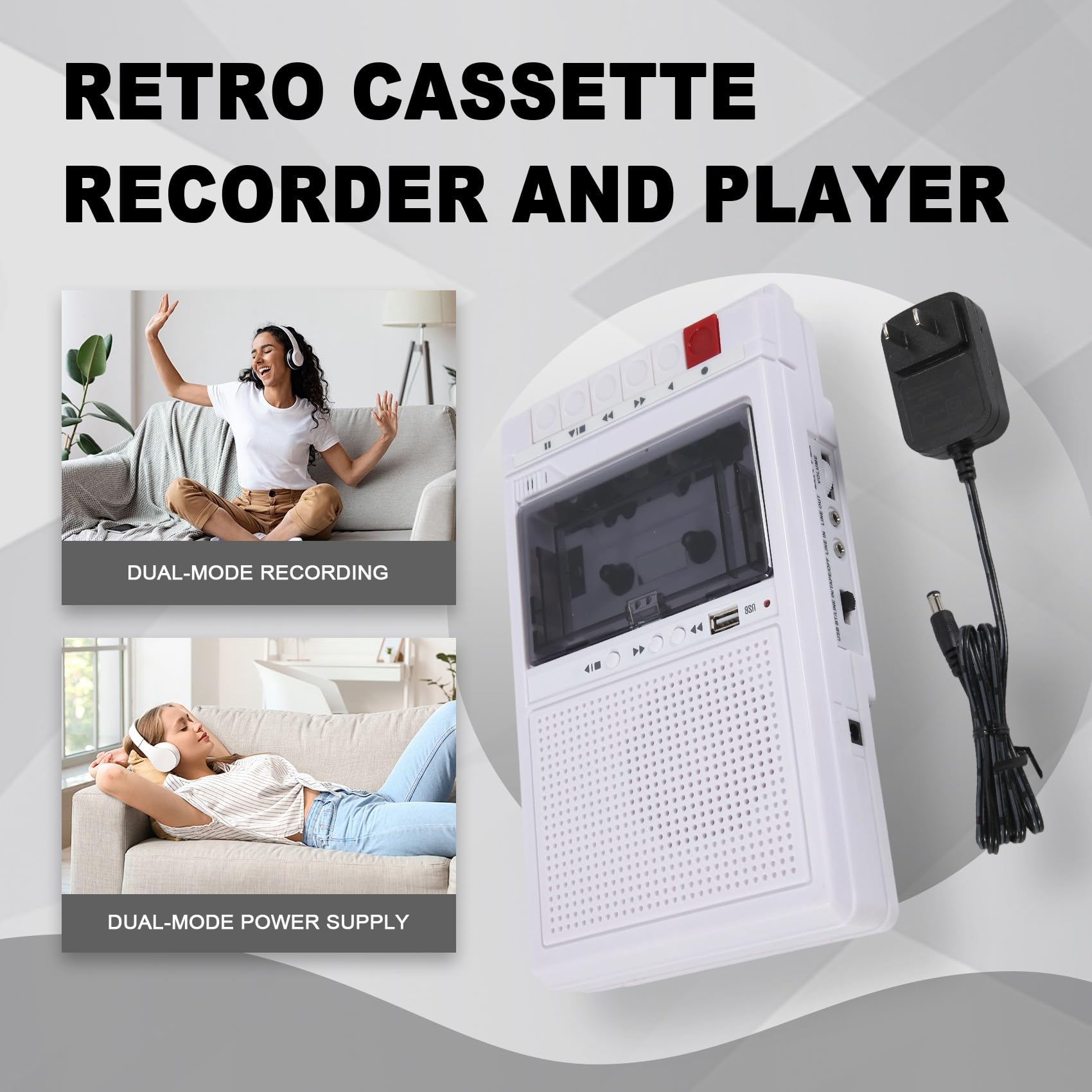 Retro-Kassettenrecorder und -Player Unterstützt Interne und Externe Aufnahme und USB-Transkription