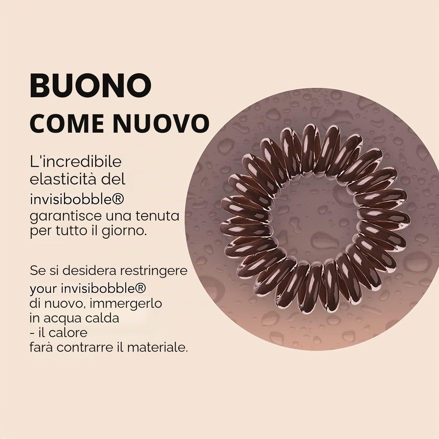 Invisibobble elastico per capelli marrone Original Pretzel Brown x3 - elastici per capelli donna e uomo - elastici per capelli senza pieghe ma forte