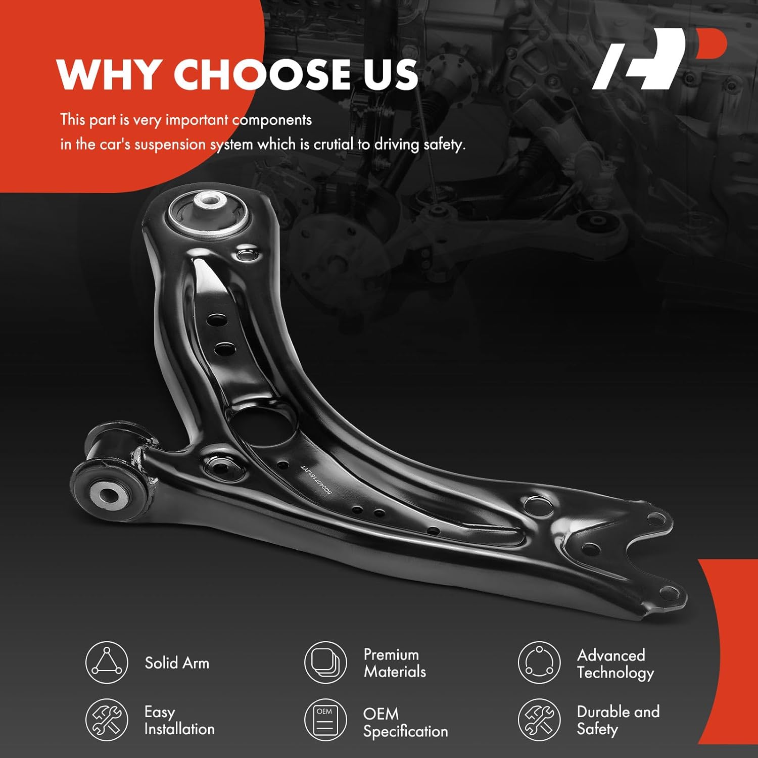 A-Premium Front Left Lower Control Arm, with Bushing, Compatible with Volkswagen Jetta, Golf, Golf R, Golf SportWagen, Golf Alltrack, GTI, e-Golf & Audi A3, A3 Quattro, A3 Sportback e-tron, S3