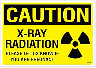 Caution: XRay Radiation, 10 x 7 Inch, Black on Yellow, Self-Adhesive Vinyl Sticker