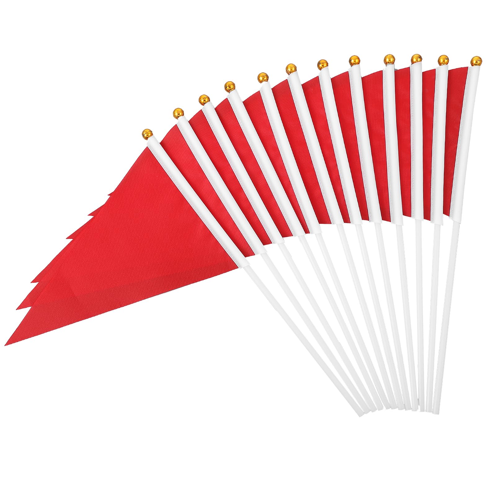 12Pcs Small Red Pennant Flags - Mini Triangle Marker Flags, Little Red Flag on Sticks, 8×12 Inch Solid Color Pennant for Party Events Celebration
