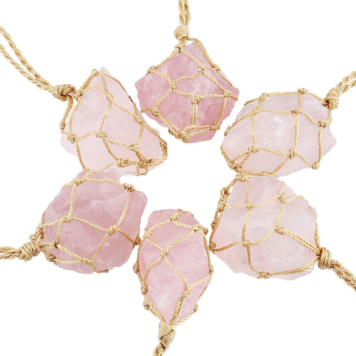 TUMBEELLUWA Natural Gemstone Necklace Braided Irregular Raw Stone Healing Crystal Rough Pendant for Women - Image 6