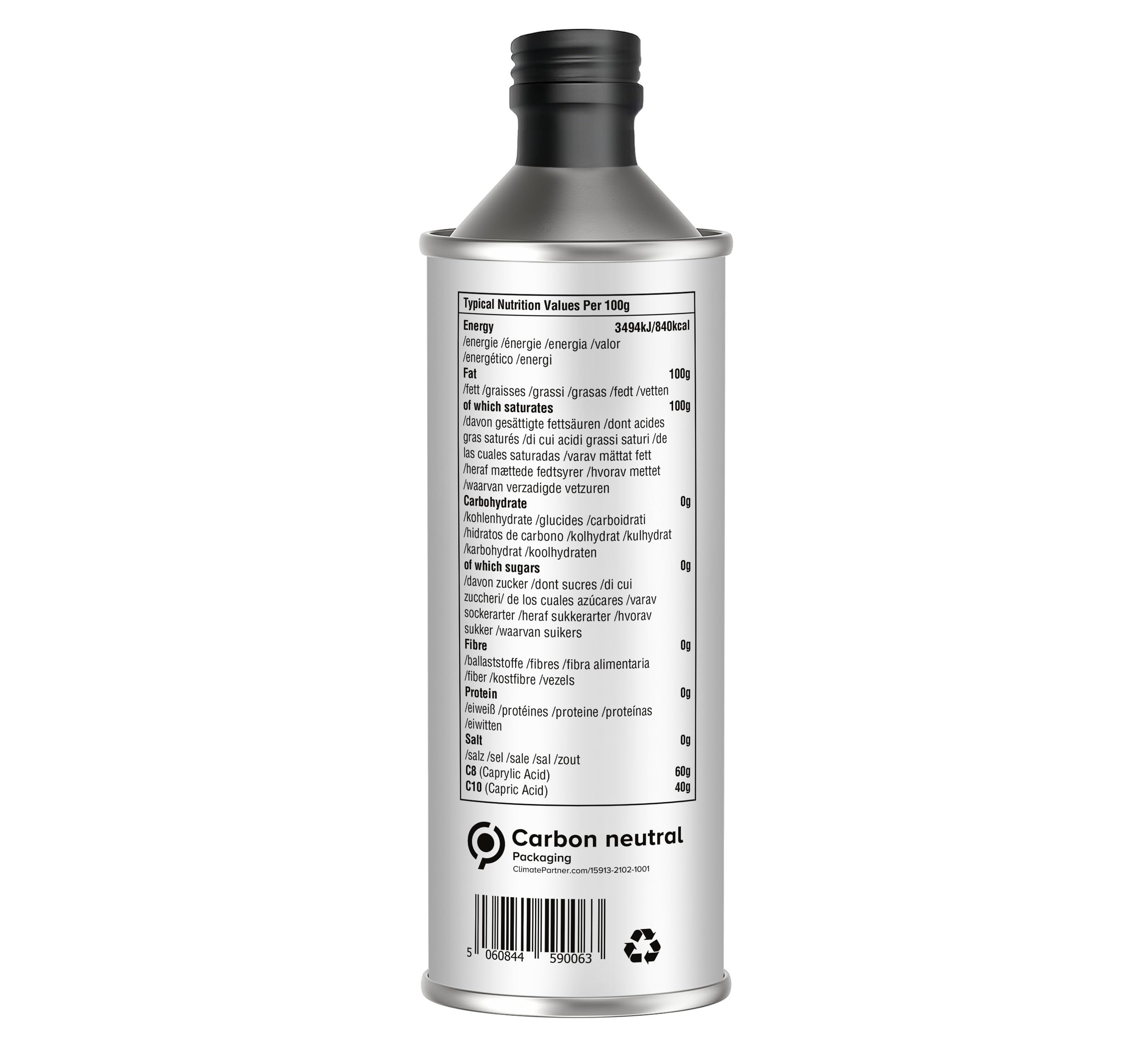 Eat Wholesome High C8 Huile de noix de coco MCT biologique, 100 % noix de coco, huile MCT en bouteille en verre, 500 ml (l'emballage peut varier)