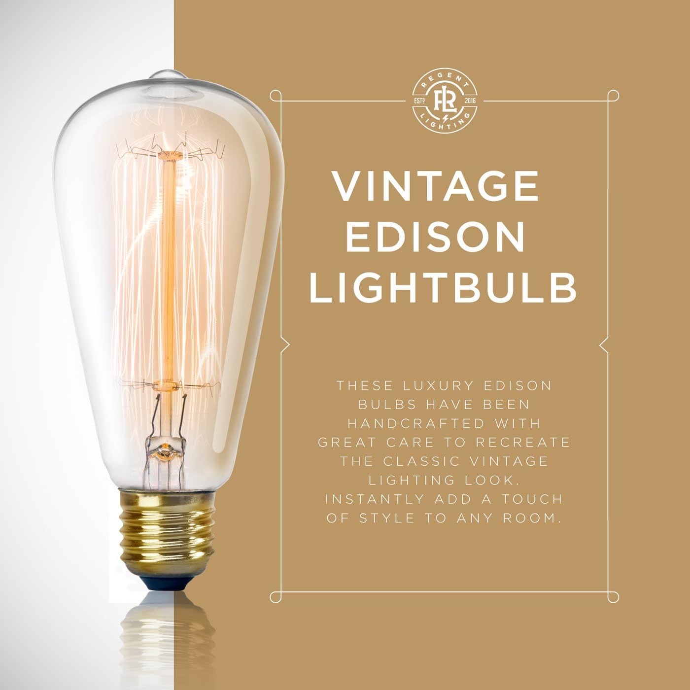 Vintage Edison Light Bulb 60W (4 Pack) - Dimmable Exposed Filament - Incandescent Clear ST58 Teardrop Squirrel Cage Style - E26 Medium Base 2700K - 210 Lumens (4 Pack)