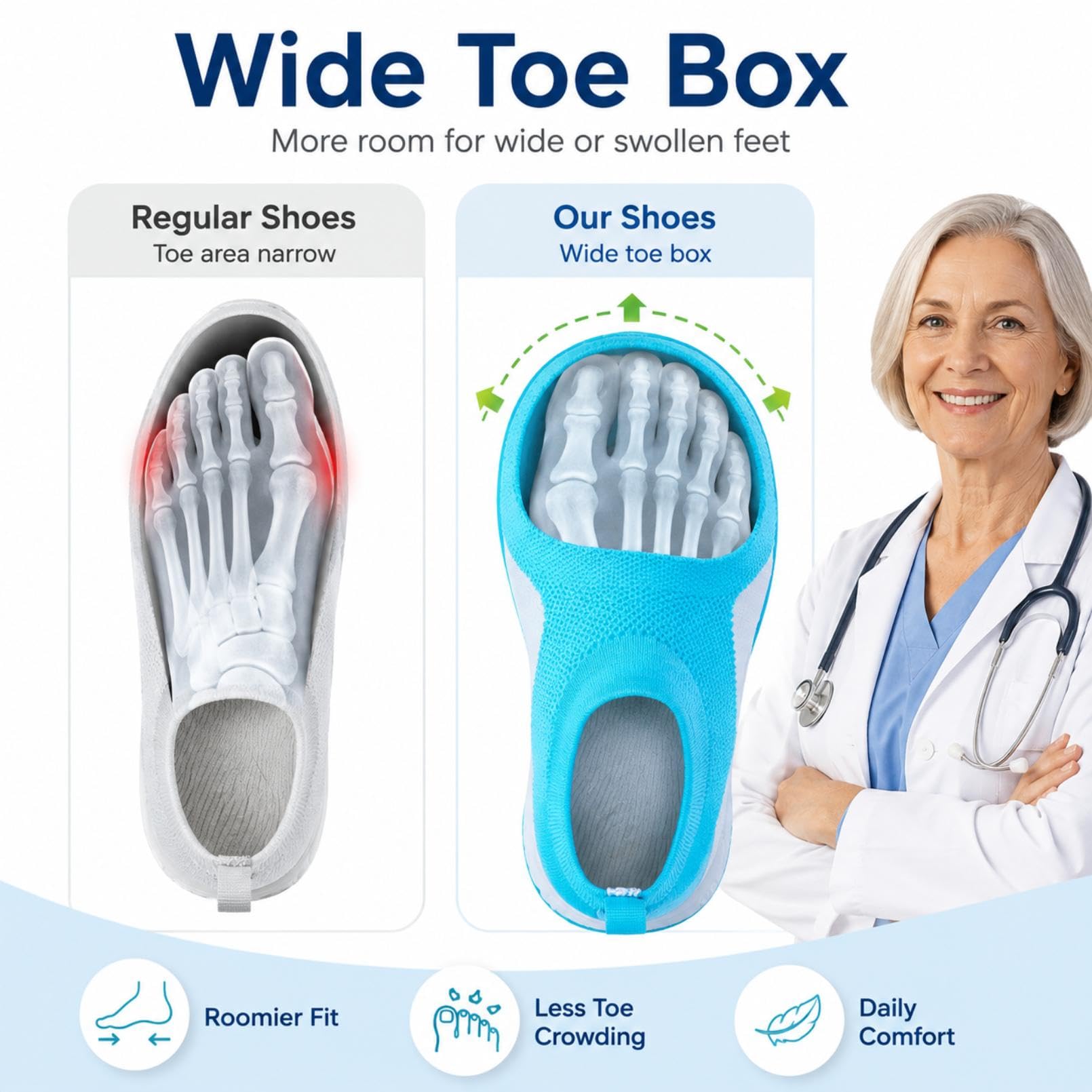 Generisch Diabetikerschuhe Herren Damen Extra Breit Orthopädische Schuhe
