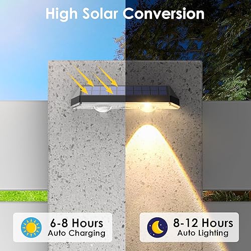 Miniatura 5 de Luces solares para valla al aire libre, 270040006000K, 3 modos, LED impermeable, luz de valla alimentada por energía solar para exteriores, patio,