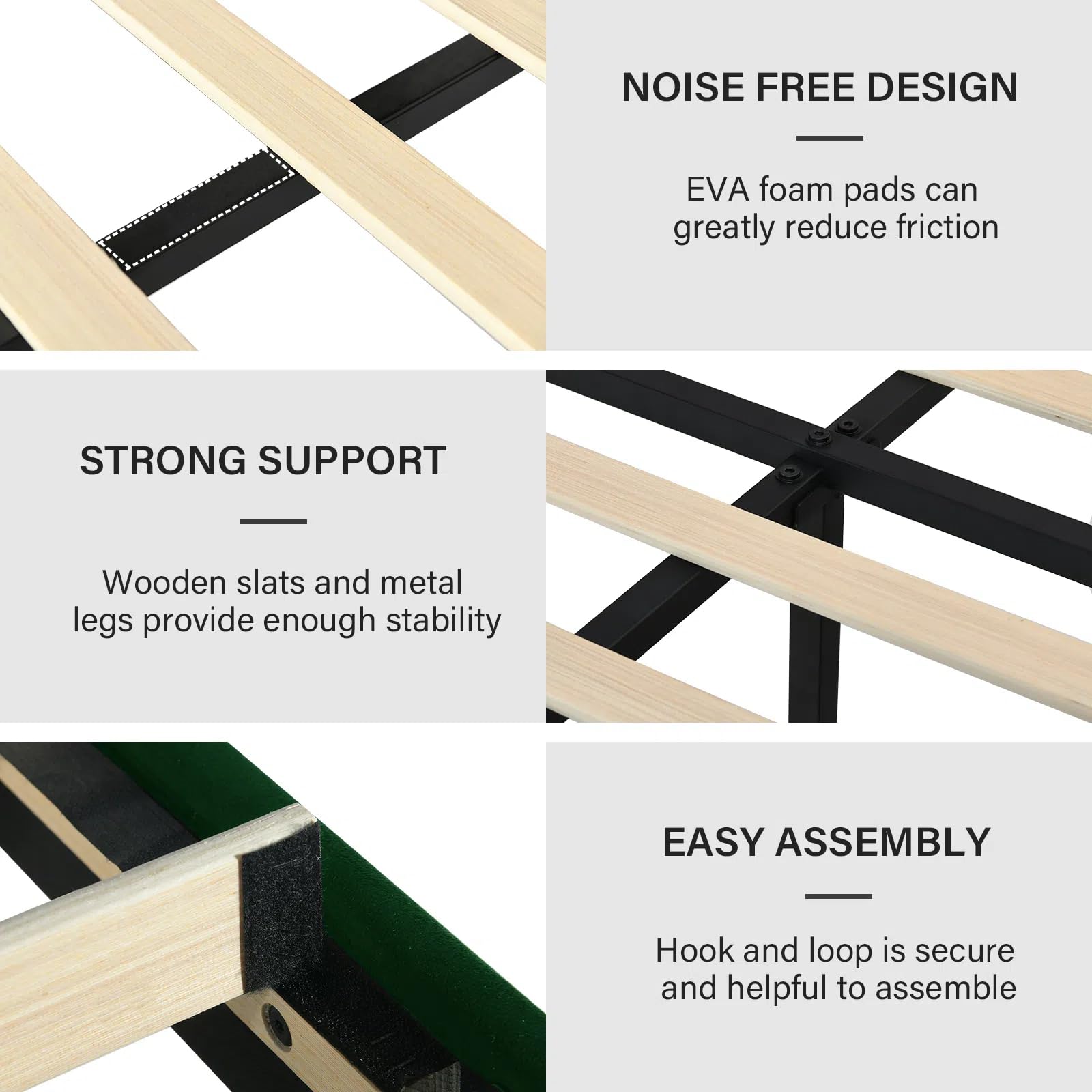 King Size Bed Frame and Headboard, Velvet Upholstered Platform Bed with Vertical Channel Tufted Headboard and Footboard, No Box Spring Required, Easy Assembly, Blue