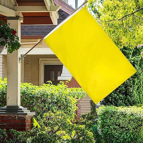 Miniatura 3 de Paquete de 2 banderas amarillas de 3 x 5 pies y banderines de doble costura de colores vivos lisos, banderas amarillas lisas de poliéster para