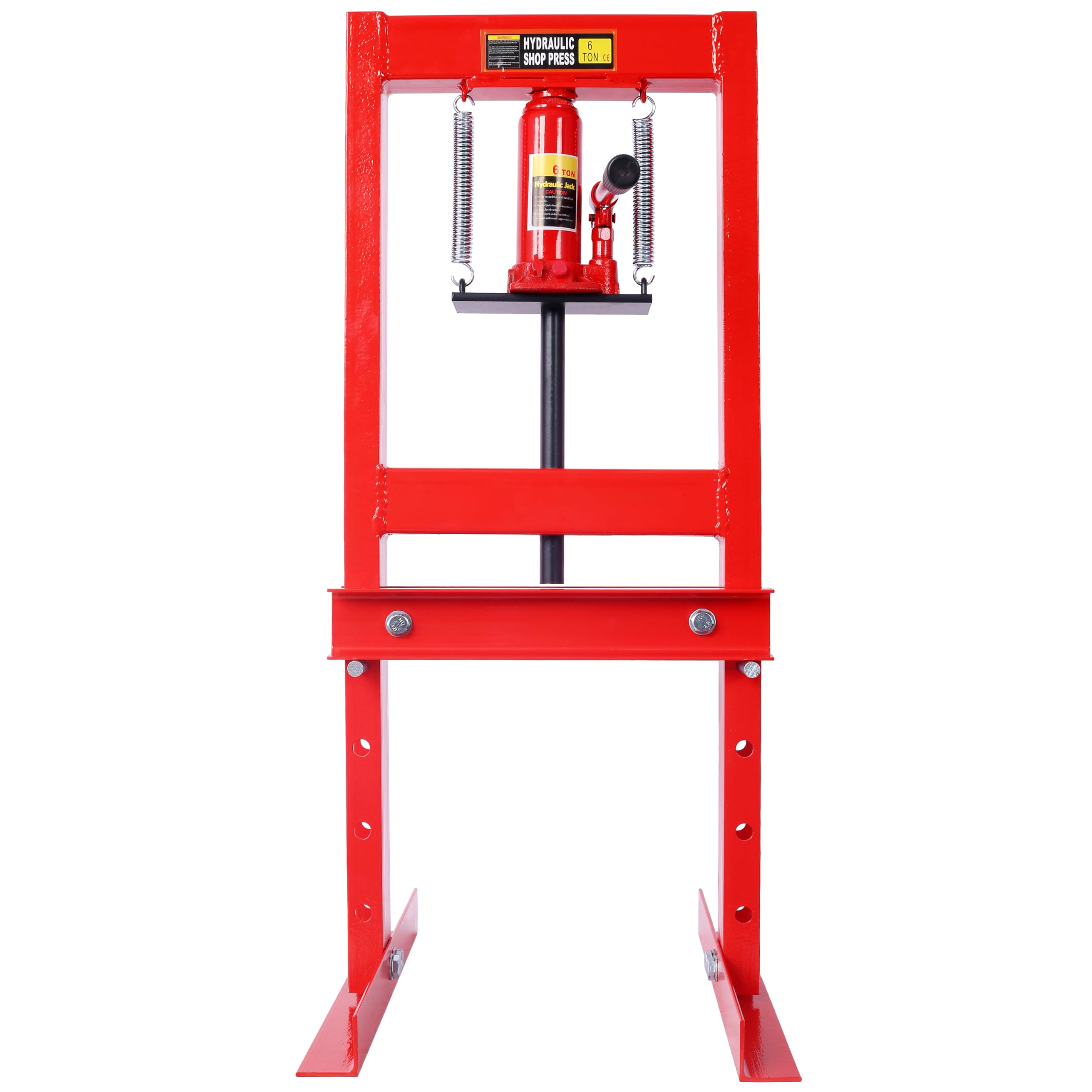 6-Ton Hydraulic Shop Press,H-Frame Floor Mount Hydraulic Press,for Car Repair and Garage,Bending,Straightening,Pressing Parts,Installing Bearings,U-Joints,Bushings,Ball Joints & Pulleys,Red