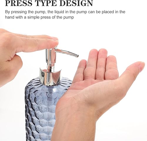 Miniatura 6 de Glass Lotion Pump Bottle Large Capacity Glass Shampoo Dispenser with Silver Gray Cap Refillable Hand Soap and Shower Gel Container for Bathroom and