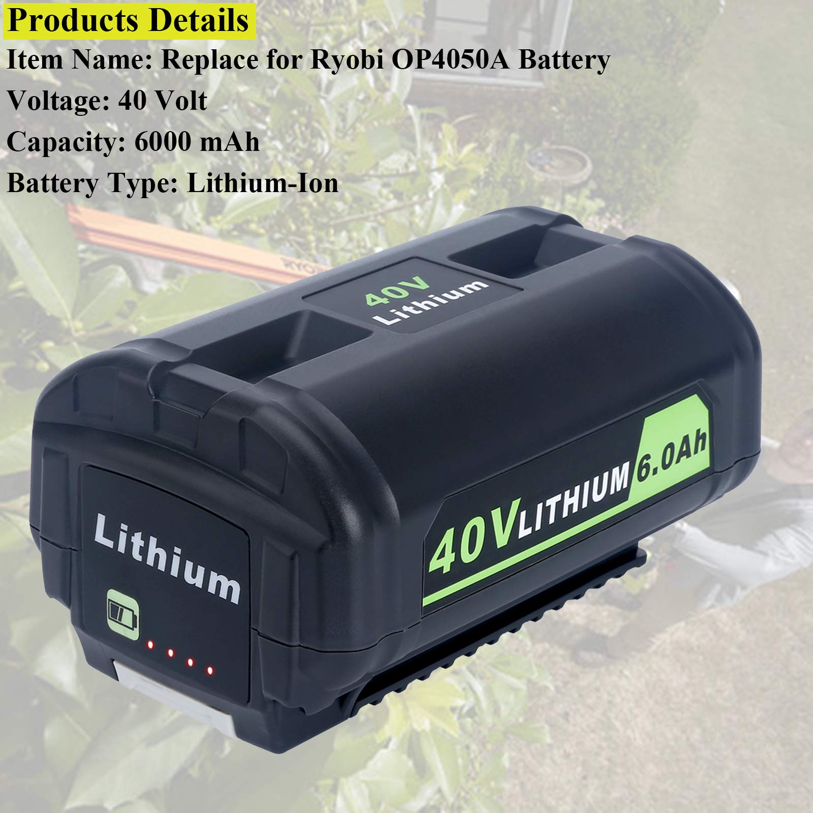 Buy Lasica Replacement for Ryobi 40V Lithium Battery 6.0Ah OP4040