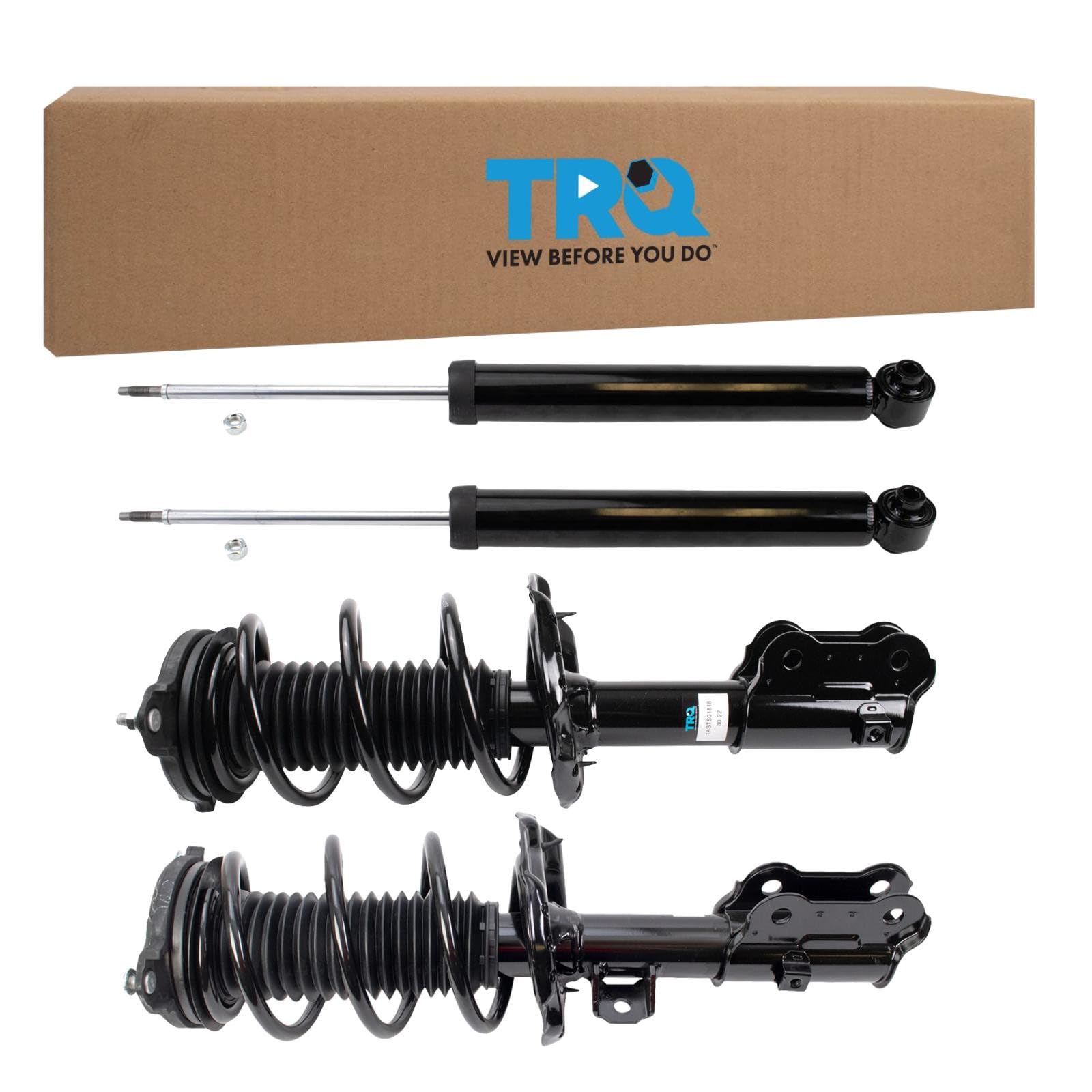 TRQ Front and Rear Complete Strut Assembly &amp; Shock Absorber Kit Complete Strut &amp; Coil Spring Assembly Compatible with 2017-2020 Hyundai Elantra