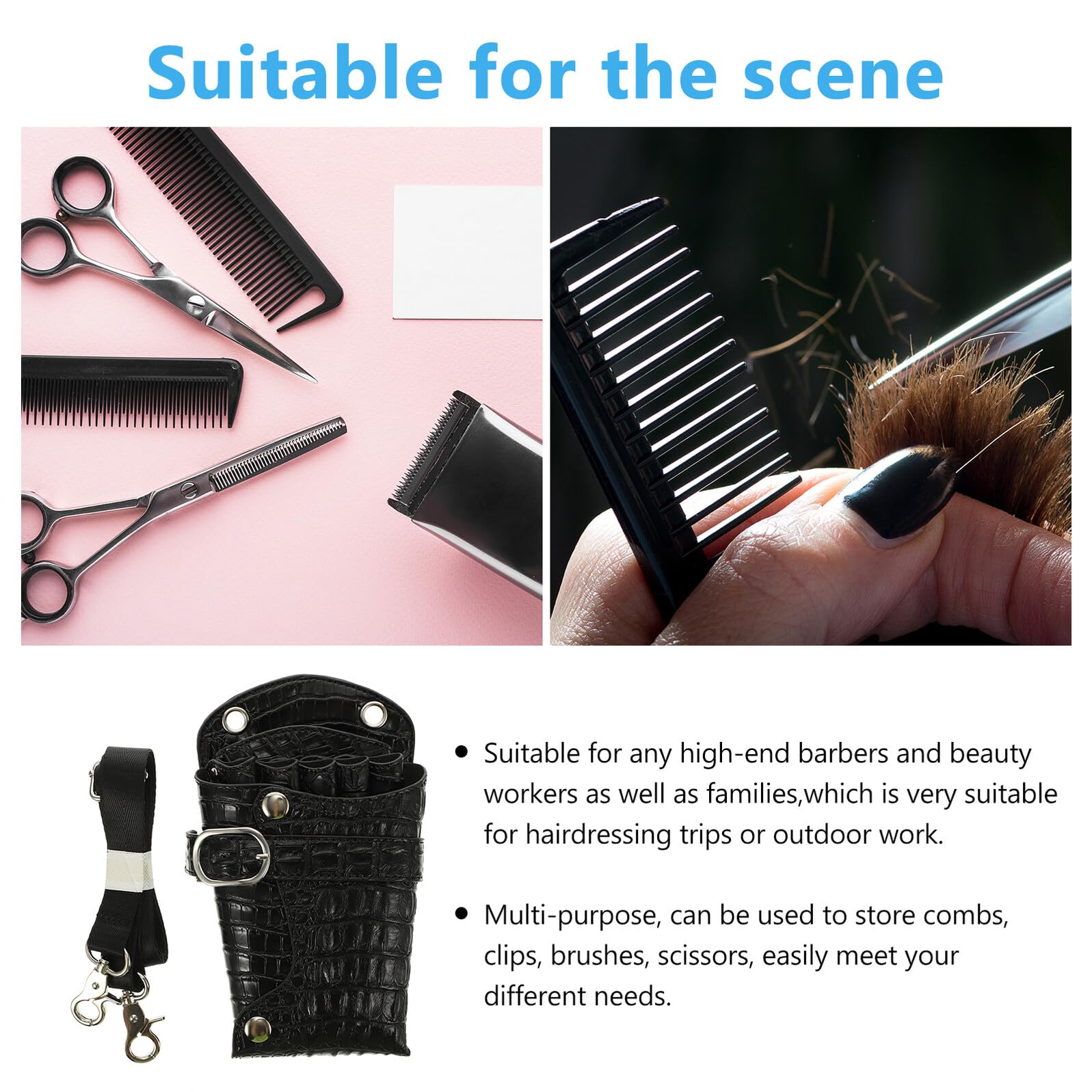 Toyvian Professionelle Friseur Taillentasche aus PU mit Mehreren Fächern Tragbare Scherentasche zum Schutz und Aufbewahrung von Friseurzubehör Stilvolles Design für Hairstyler