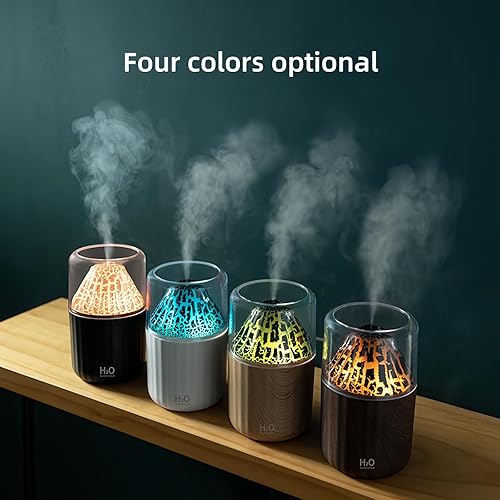 Miniatura 2 de Humidificador de volcán colorido, difusor ultrasónico de apagado automático de niebla fría, 2 modos de niebla, humidificador ultra silencioso para