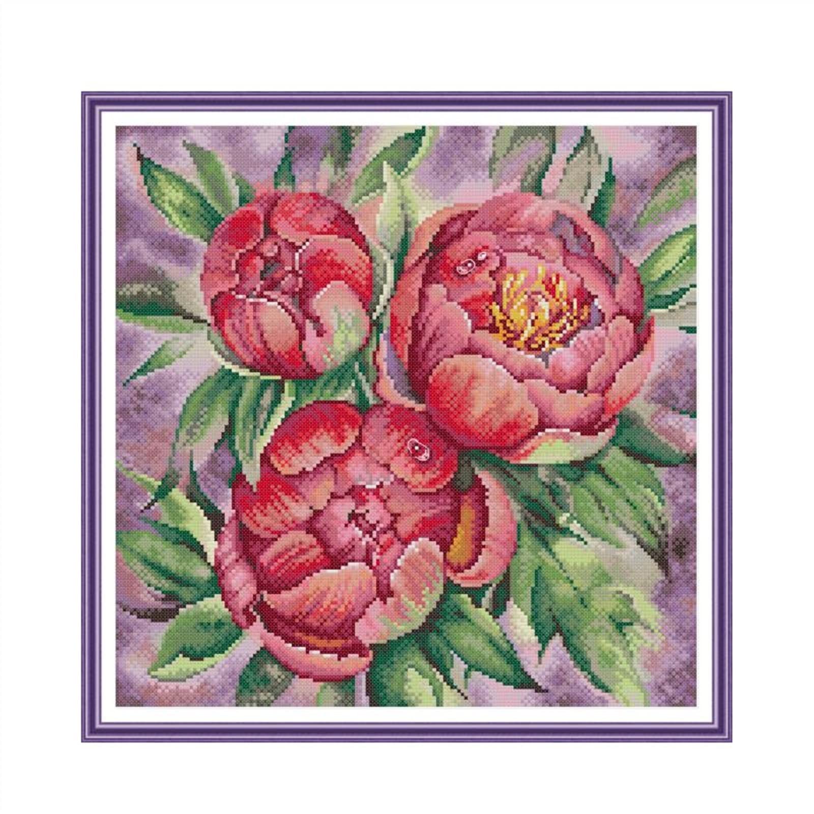 Kit de point de croix pivoine à offrir pour passionnés de couture
