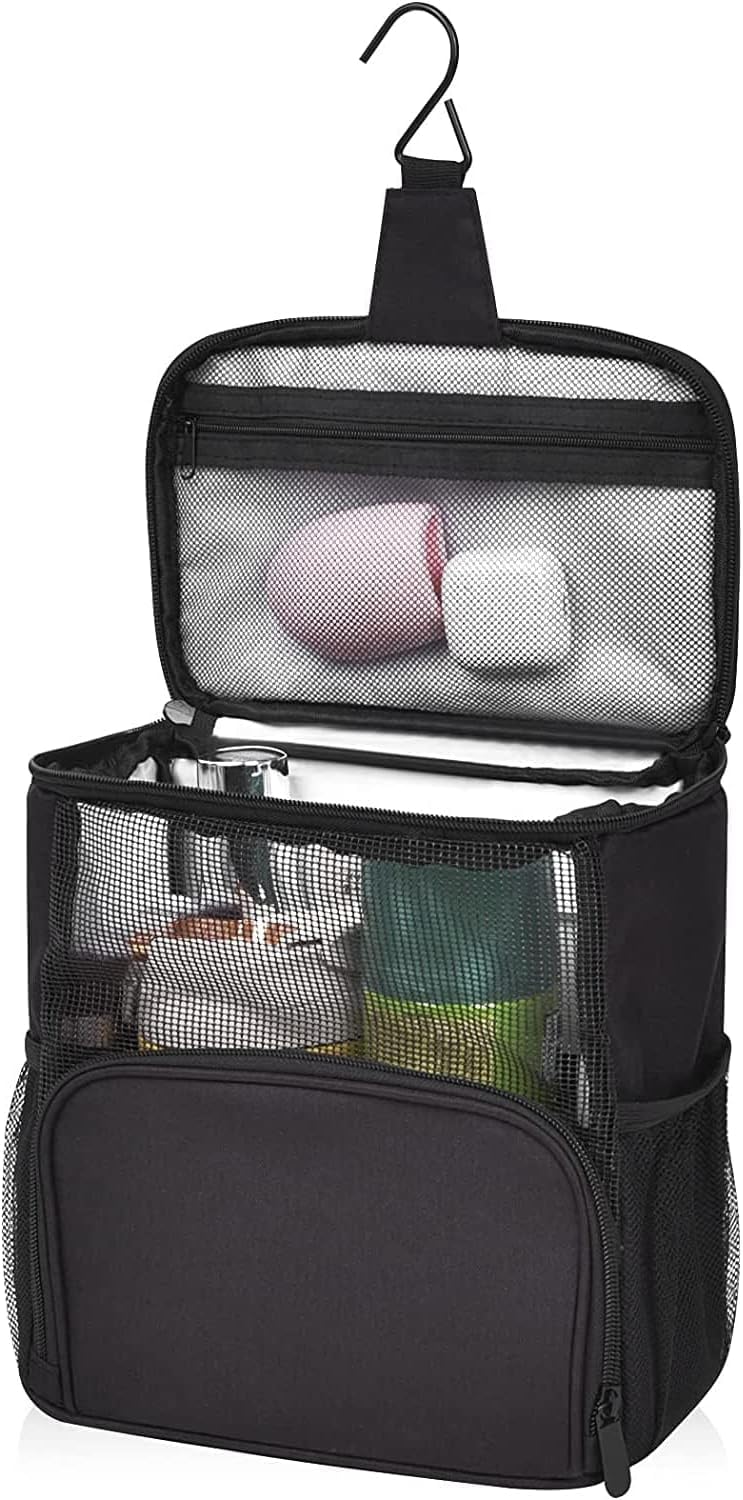 Portable Hanging Shower Caddy Hanging Toiletry Caddy,1Pc Shower Bag Mesh Shower Caddy College Dorm Room Essentials Tote Bag,Quick Dry Hanging Shower Organizer Basket Toiletry Bag with Handle and Hook