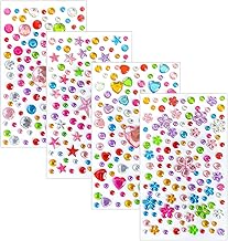 COYUN 450 pieces Boucles d'oreilles Autocollant, 3D Gem Autocollants Glitter Cristal Autocollants Autocollant Boucles d'oreilles pour Filles Enfants Enfants Plusieurs Couleurs et Formes