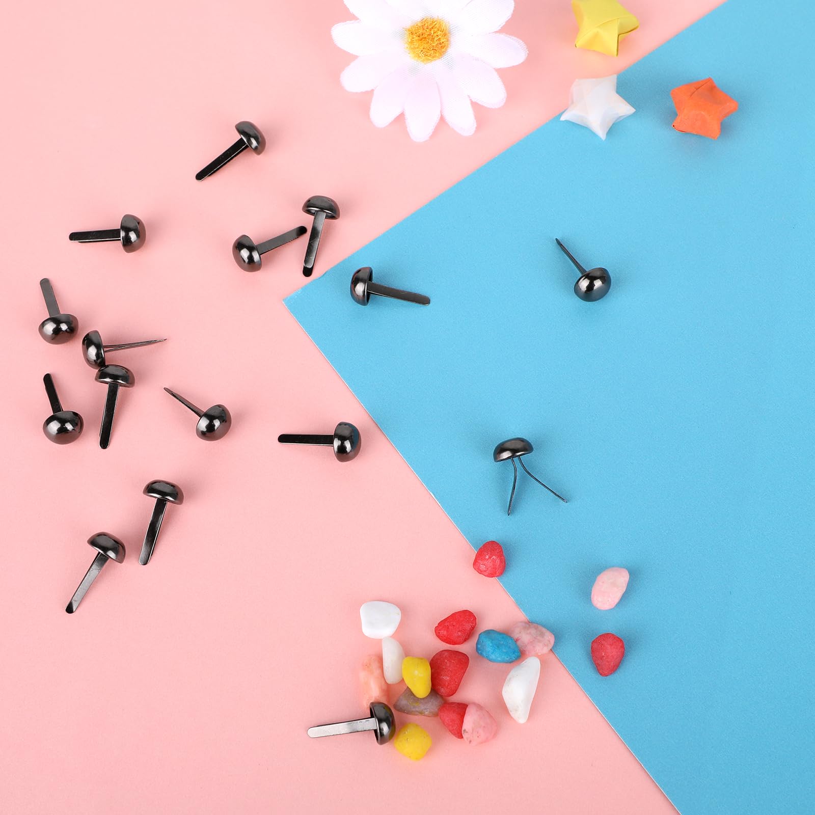 Musterbeutelklammern 200 Stück, Rundkopfklammern Metall Schwarz Musterklammern Rundkopf Klammern Musterbeutelklammer für Scrapbooking DIY Basteln Handwerk