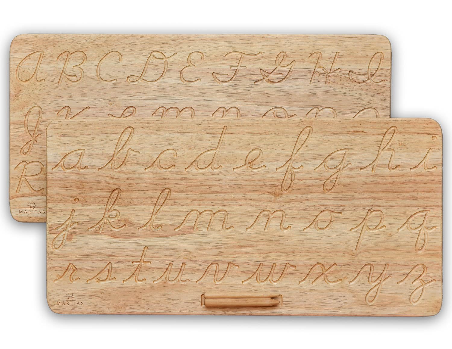 Maritas Cursive Alphabet Tracing Board Montessori Toys for 3 Year Old up-Reversible Uppercase and Lowercase-Homeschool Supplies and Preschool