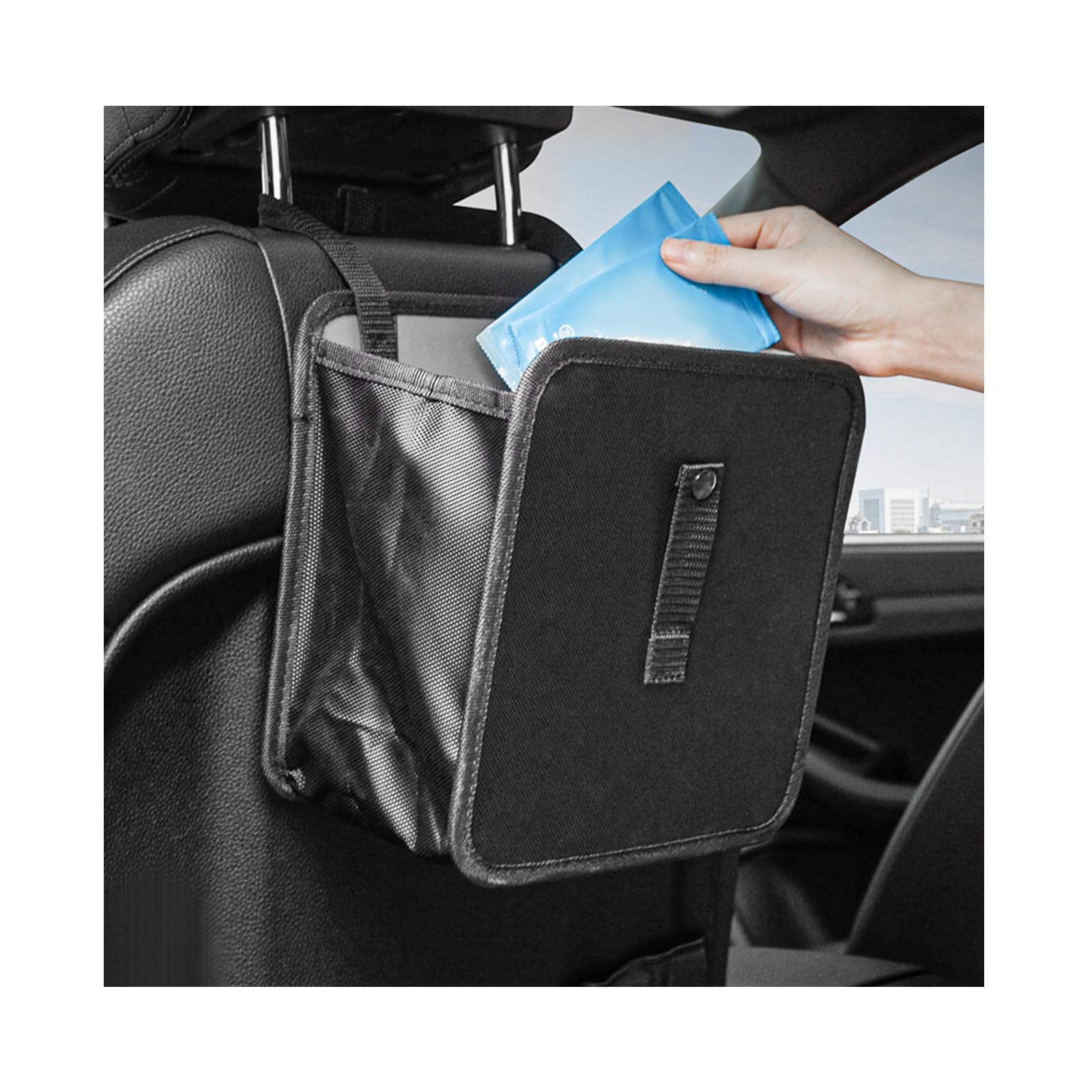 MUQIDA - Cubo de basura plegable para coche, impermeable, de gran capacidad, para colgar en el coche, a prueba de fugas, para el interior de todos los vehículos, accesorios grandes
