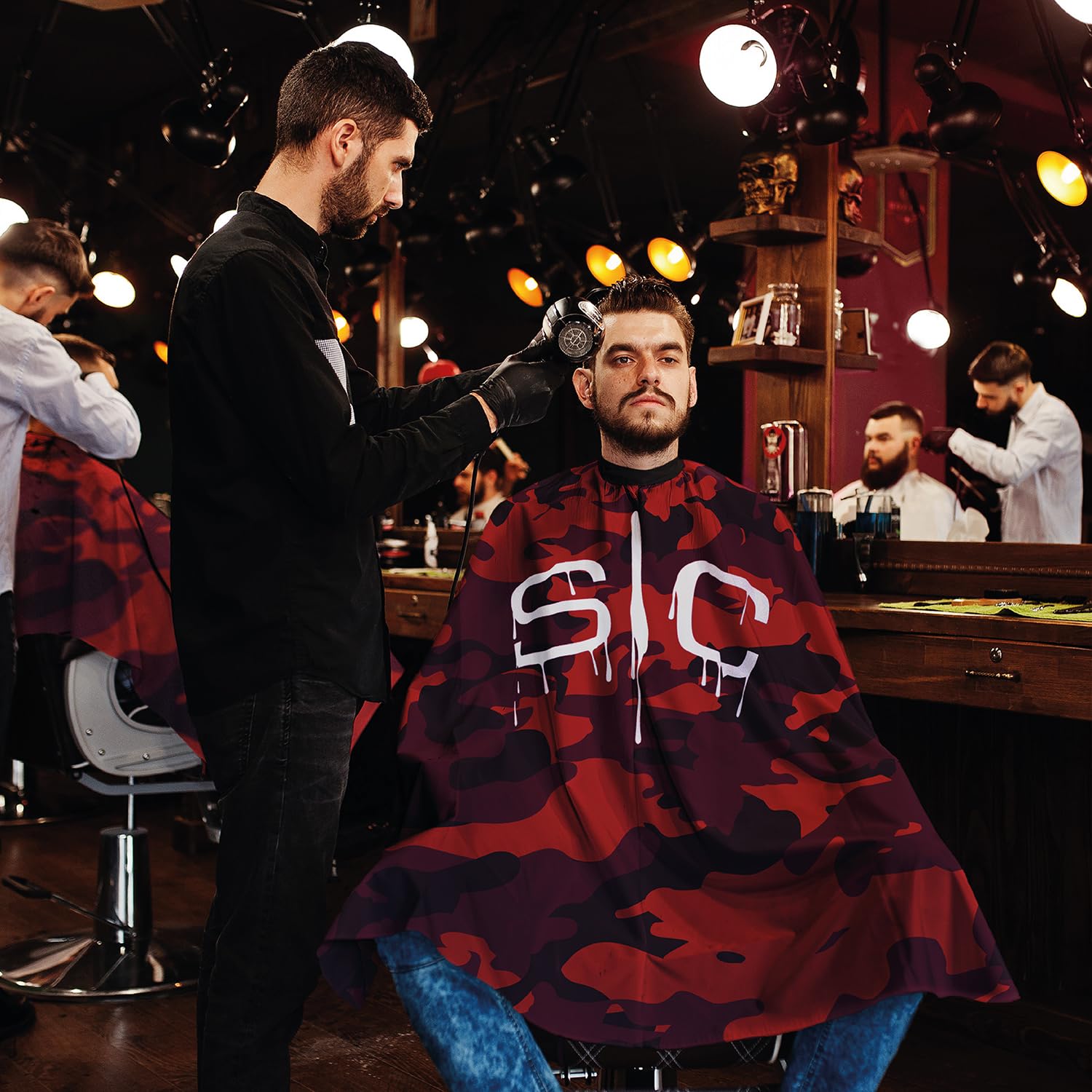 STYLECRAFT Friseurumhang | Friseurumhang | mehrfarbig | verstellbarer Verschluss | antistatisch und wasserabweisend | 100% Polyester | schnelltrocknend | 146 x 140 cm