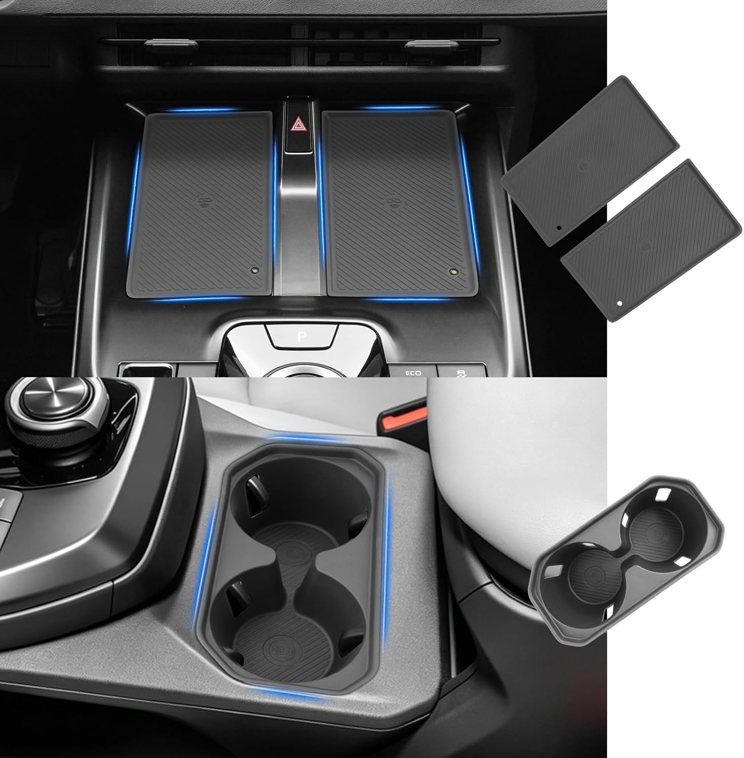 SHAOHAO 3 PCS for 2026 2027 Toyota C-HR Wireless Charging Mat & Cup Holder Organizer for 2026 2027 Toyota C-HR/bZ/bZ Woodland/Subaru Solterra Accessories CHR Wireless Charging Mat Drink Holder Insert