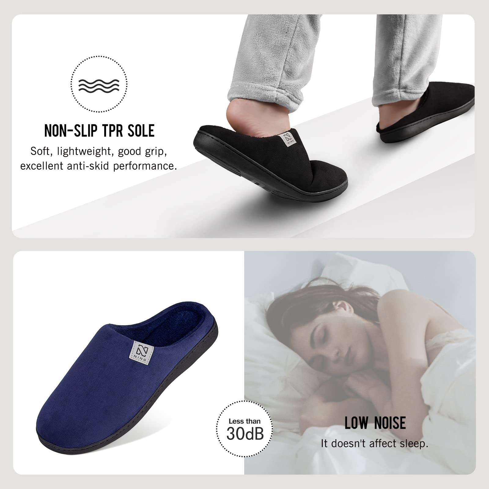 WateLves Pantofole Uomo Unisex Donna Antiscivolo Scarpe Inverno Peluche Morbido Ciabatte in Memory Foam