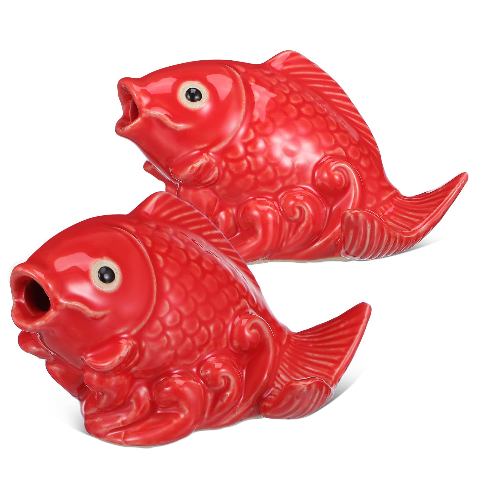 Tapas para pernos de inodoro de carpa roja cerámica accesorio de baño decorativo universal