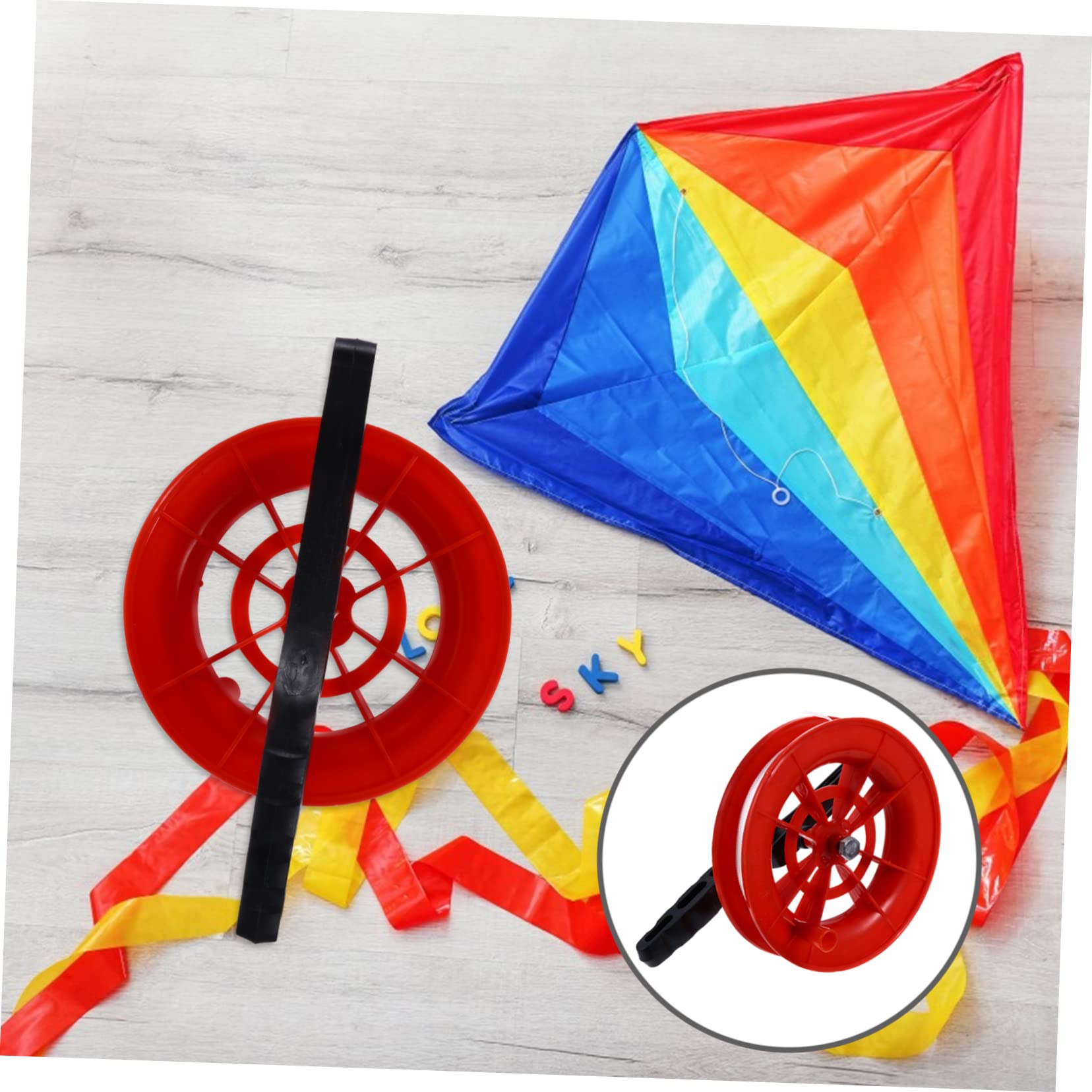 KONTONTY 2Pcs Winder Reel Tool Ergonomic Grip Wheel with String for Adults Smooth Line Control for Enhanced Kite Flying Experience