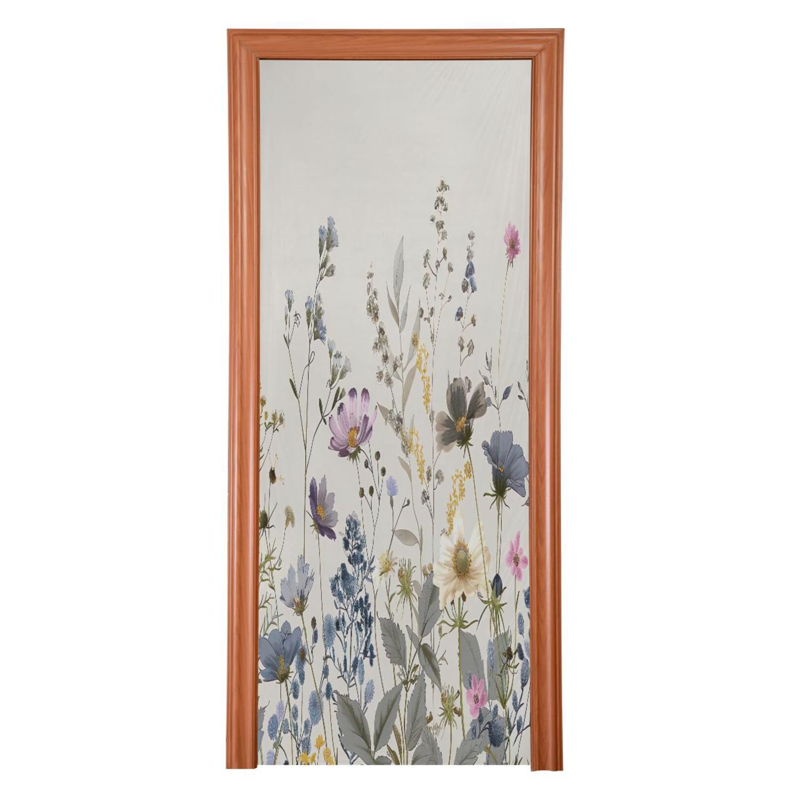 FLildon Watercolor Wildflowers Door Cover Decoration, Party Accessory Porch Decor for Festive Ornament Room Door Covers 36 x 98 Inch